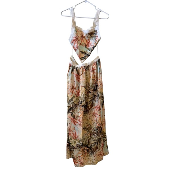 🆕 SIGNIFICANT OTHER Marino Cutout Linen Print Maxi Dress in Painted Floral US 8 - Picture 2 of 10